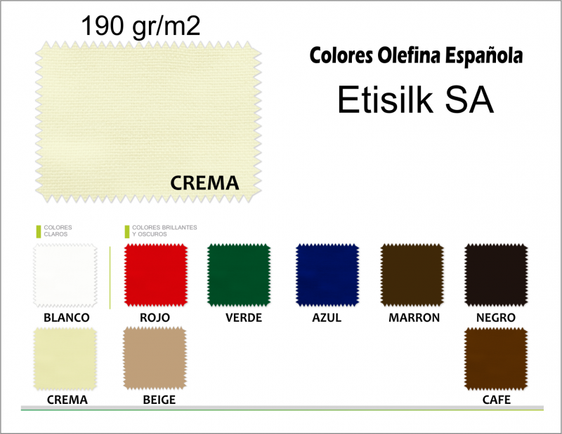 Colores de Lona Olefina Europea
