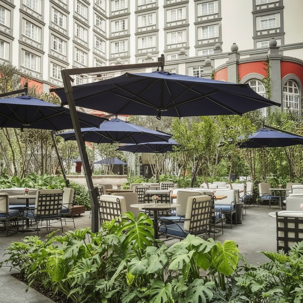 Sombrilla premium para hoteles y terrazas.